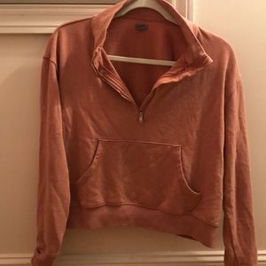 Cropped blush pink Aerie quarter zip